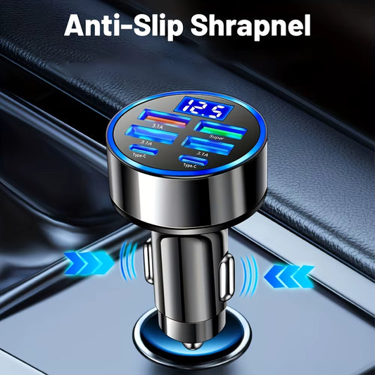 Ryvano™ 6-Port Smart Car Charger with Voltage Display