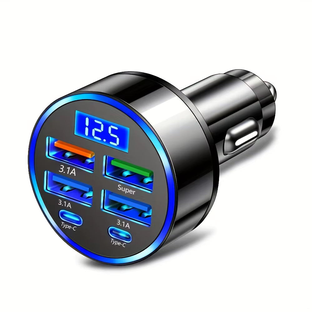 Ryvano™ 6-Port Smart Car Charger with Voltage Display