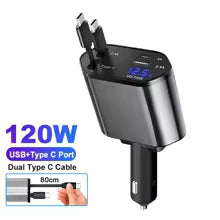 Ryvano™ Retractable 4-in-1 Fast Car Charger (Mess-Free)