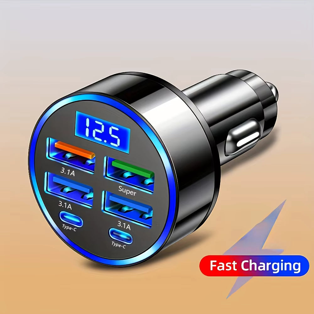 Ryvano™ 6-Port Smart Car Charger with Voltage Display