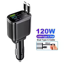 Ryvano™ Retractable 4-in-1 Fast Car Charger (Mess-Free)