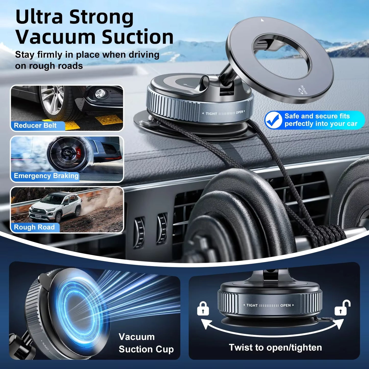 Ryvano™ 360° Magnetic Car Phone Holder – Strong Suction Mount