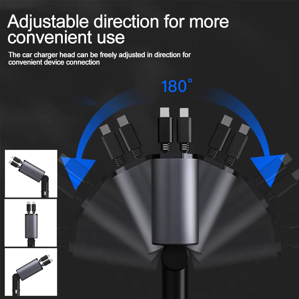 Ryvano™ Retractable 4-in-1 Fast Car Charger (Mess-Free)