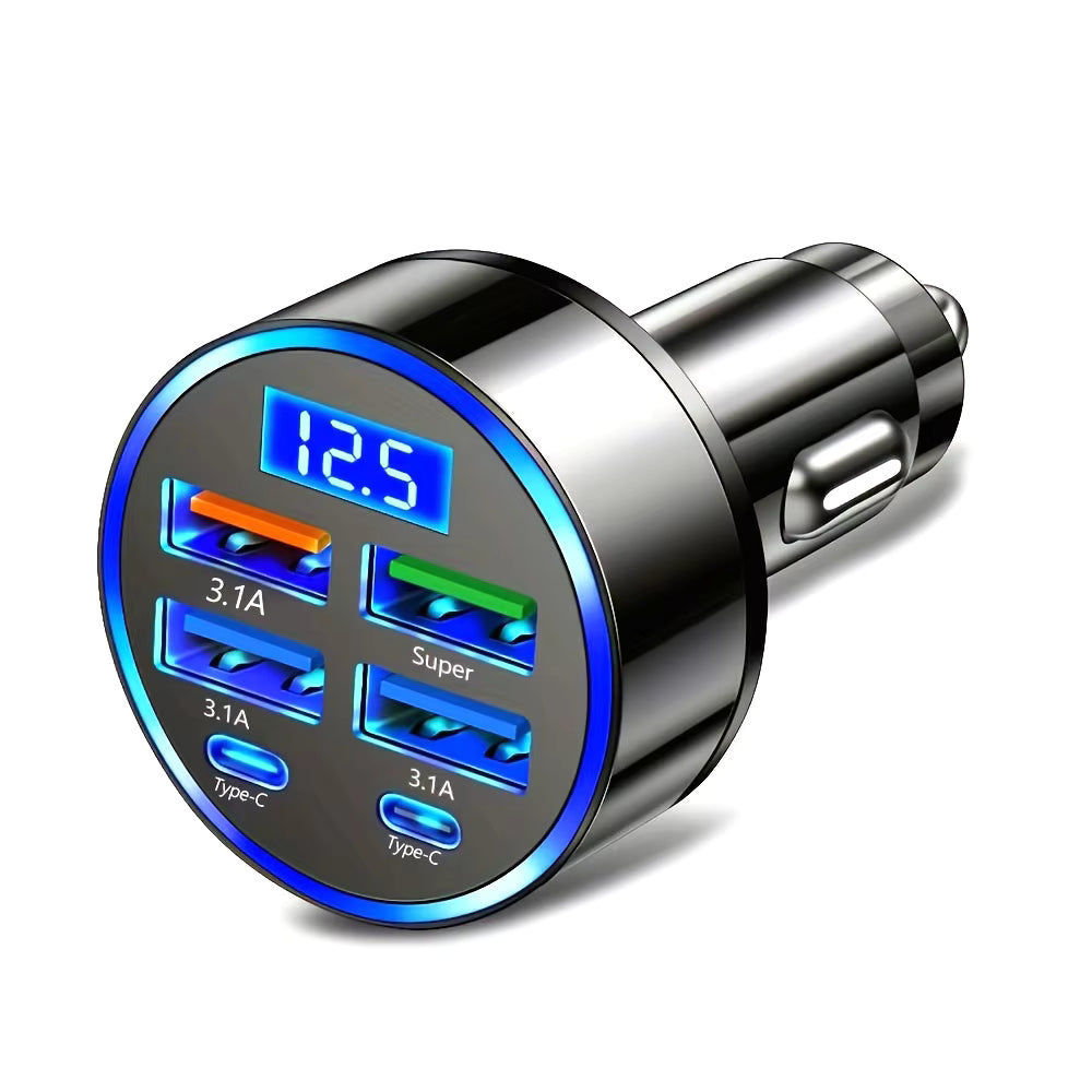 Ryvano™ 6-Port Smart Car Charger with Voltage Display